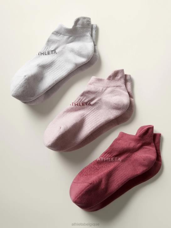 Athleta femmes lot de 3 socquettes pour tous les jours JRTZ1004 accessoires mauve fumé