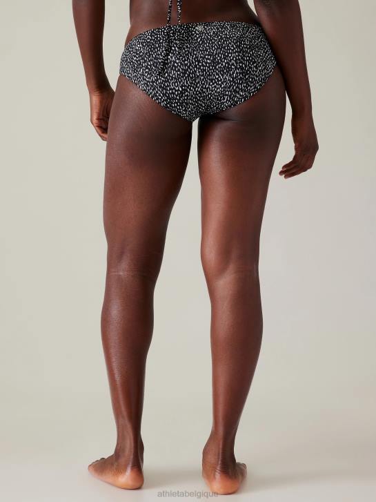 Athleta femmes bas de bain moyen propre JRTZ856 maillots de bain imprimé animalier noir