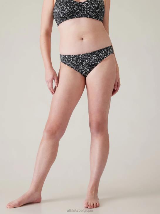 Athleta femmes bas de bain moyen propre JRTZ856 maillots de bain imprimé animalier noir