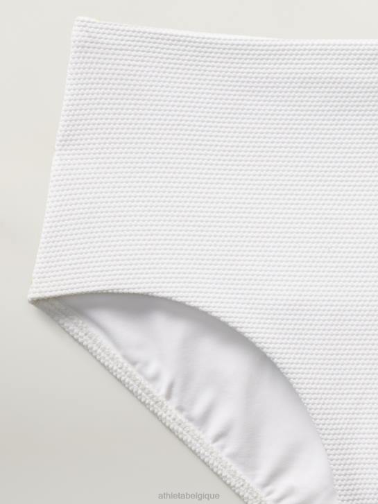 Athleta femmes bas de bain taille haute JRTZ791 maillots de bain piqué blanc brillant