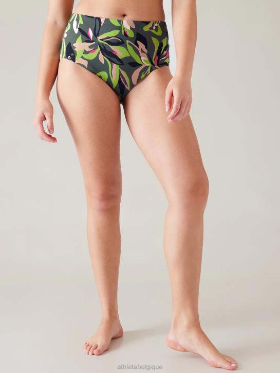 Athleta femmes bas de bain taille haute JRTZ796 maillots de bain fougère profonde florale