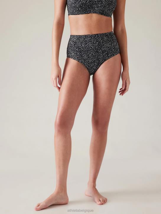 Athleta femmes bas de bain taille haute JRTZ817 maillots de bain imprimé animalier noir