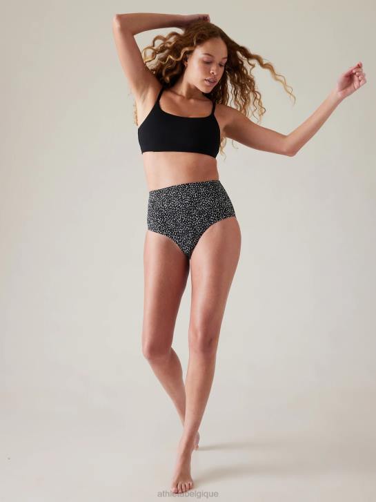 Athleta femmes bas de bain taille haute JRTZ817 maillots de bain imprimé animalier noir
