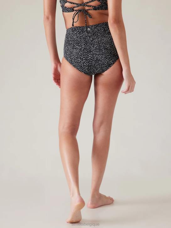 Athleta femmes bas de bain taille haute JRTZ817 maillots de bain imprimé animalier noir