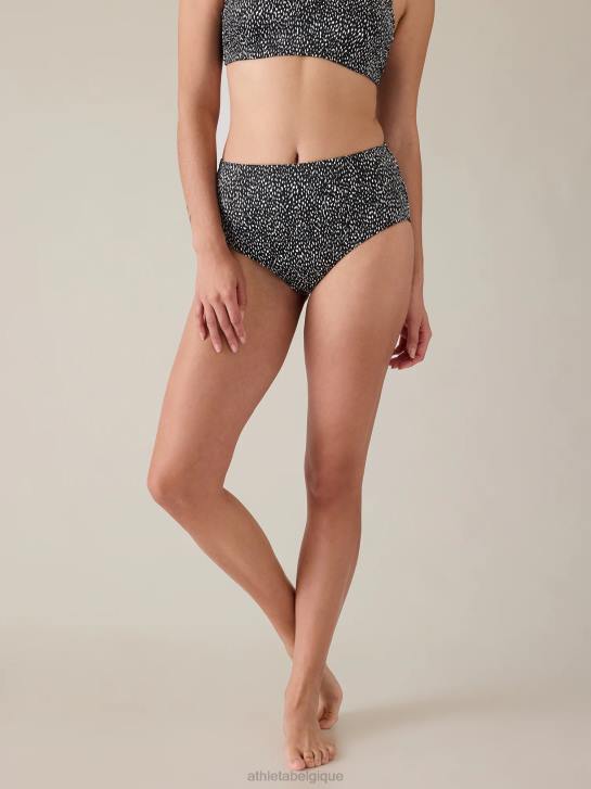 Athleta femmes bas de bain taille haute JRTZ817 maillots de bain imprimé animalier noir