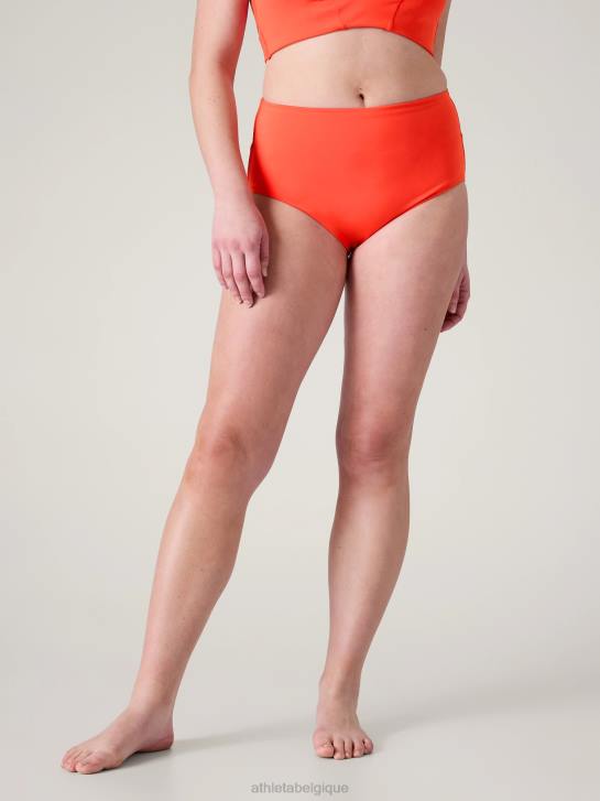 Athleta femmes bas de bain taille haute JRTZ858 maillots de bain coquelicot