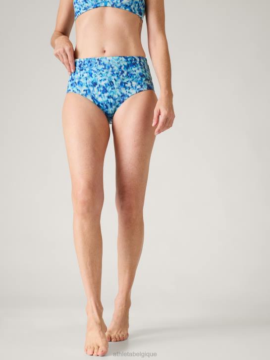 Athleta femmes bas de bain taille haute JRTZ866 maillots de bain imprimé bleu lapis foncé