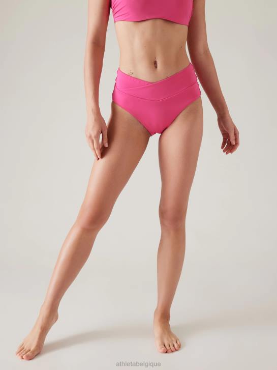 Athleta femmes bas de bikini croisé taille haute JRTZ811 maillots de bain rose tulipe