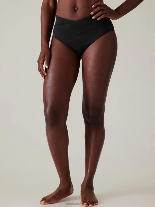 Athleta femmes bas de bikini croisé taille haute JRTZ864 maillots de bain noir