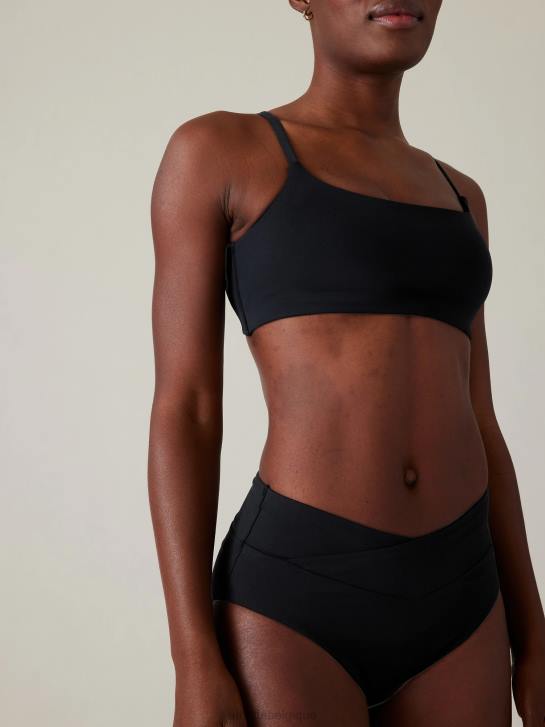 Athleta femmes bas de bikini croisé taille haute JRTZ864 maillots de bain noir