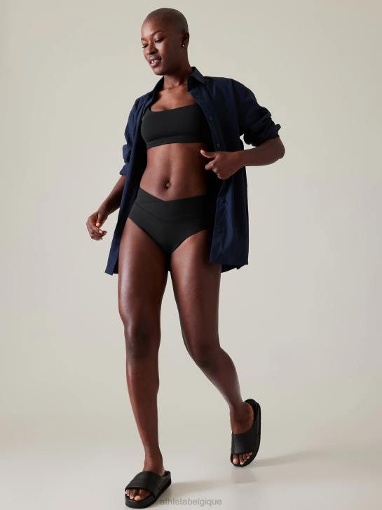Athleta femmes bas de bikini croisé taille haute JRTZ864 maillots de bain noir