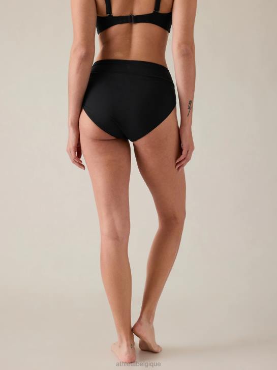 Athleta femmes bas de bikini croisé taille haute JRTZ864 maillots de bain noir