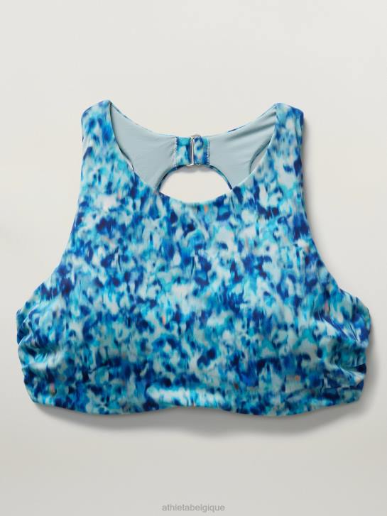 Athleta femmes haut de bikini avec bonnets soutien-gorge maldives JRTZ845 maillots de bain imprimé bleu lapis foncé