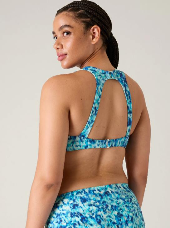 Athleta femmes haut de bikini avec bonnets soutien-gorge maldives JRTZ845 maillots de bain imprimé bleu lapis foncé