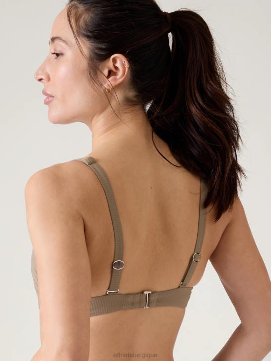 Athleta femmes haut de bikini à bonnets avec soutien-gorge à encolure carrée JRTZ825 maillots de bain côte de pyrite