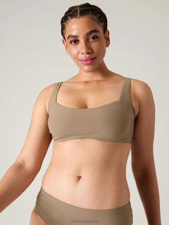 Athleta femmes haut de bikini à bonnets avec soutien-gorge à encolure carrée JRTZ825 maillots de bain côte de pyrite