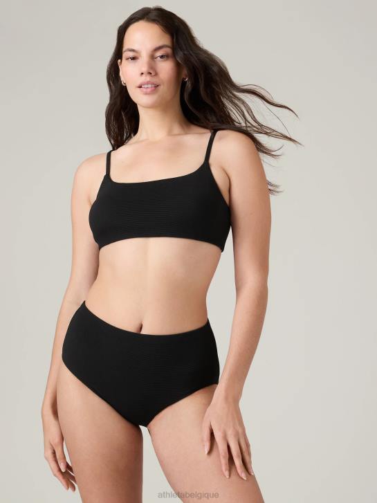 Athleta femmes haut de bikini échancré a-c JRTZ885 maillots de bain piqué noir