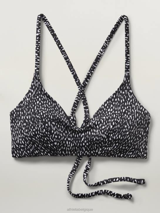 Athleta femmes haut de bikini triangle a-c JRTZ855 maillots de bain imprimé animalier noir
