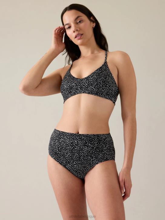 Athleta femmes haut de bikini triangle a-c JRTZ855 maillots de bain imprimé animalier noir