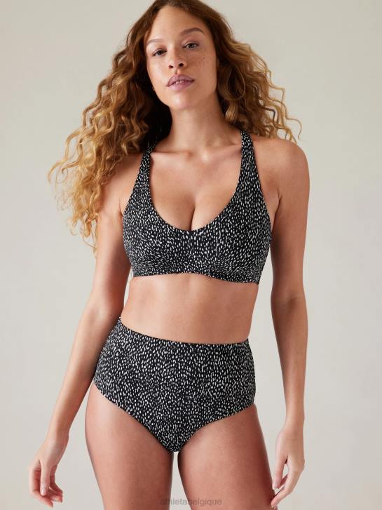 Athleta femmes haut de bikini triangle d-dd JRTZ920 maillots de bain imprimé animalier noir