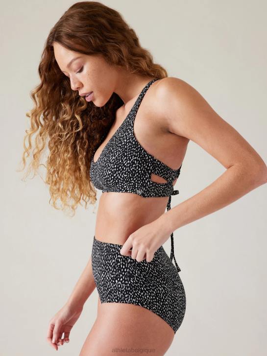 Athleta femmes haut de bikini triangle d-dd JRTZ920 maillots de bain imprimé animalier noir