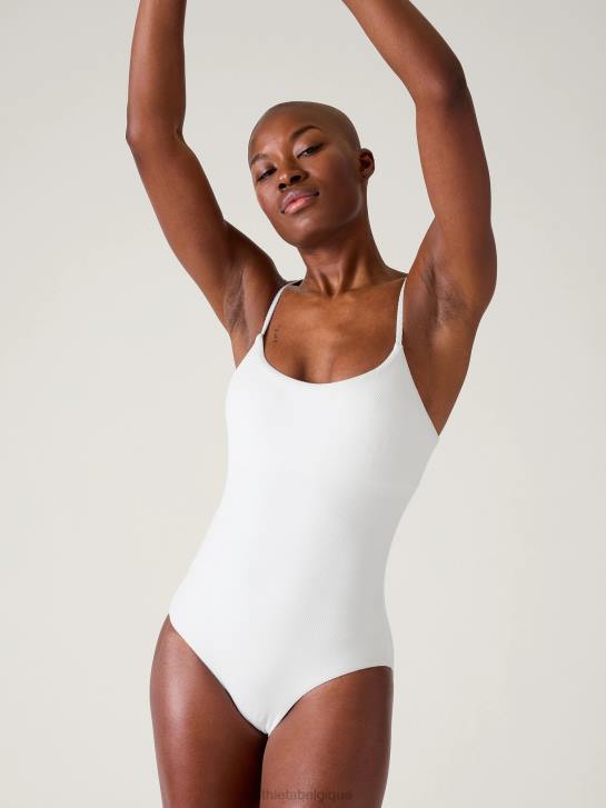 Athleta femmes maillot de bain une pièce en piqué JRTZ799 maillots de bain piqué blanc brillant