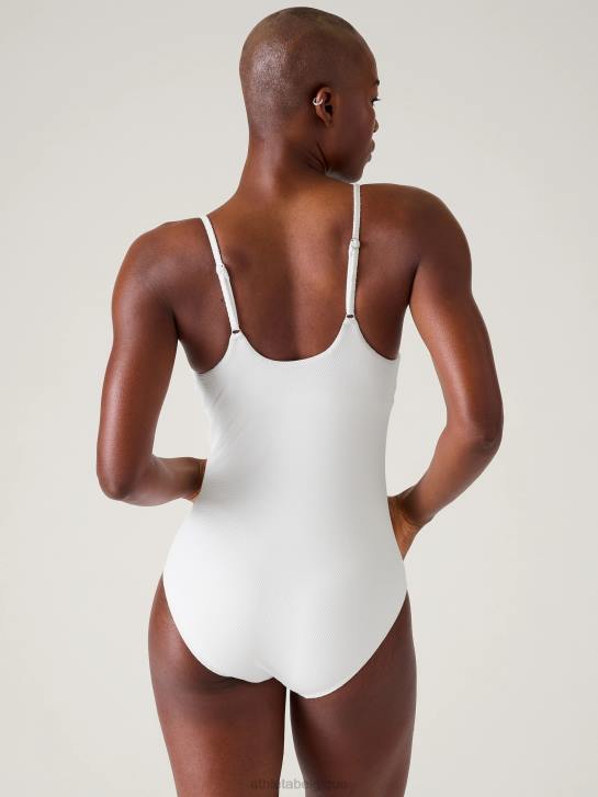 Athleta femmes maillot de bain une pièce en piqué JRTZ799 maillots de bain piqué blanc brillant