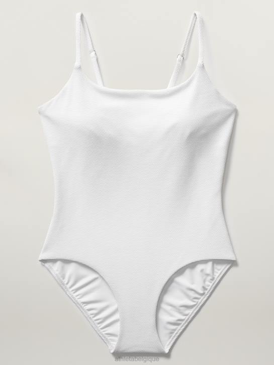 Athleta femmes maillot de bain une pièce en piqué JRTZ799 maillots de bain piqué blanc brillant