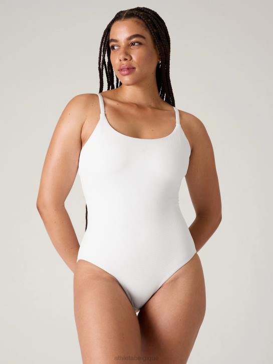 Athleta femmes maillot de bain une pièce en piqué JRTZ799 maillots de bain piqué blanc brillant