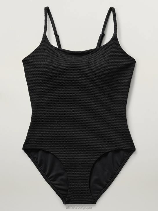 Athleta femmes maillot de bain une pièce en piqué JRTZ836 maillots de bain piqué noir