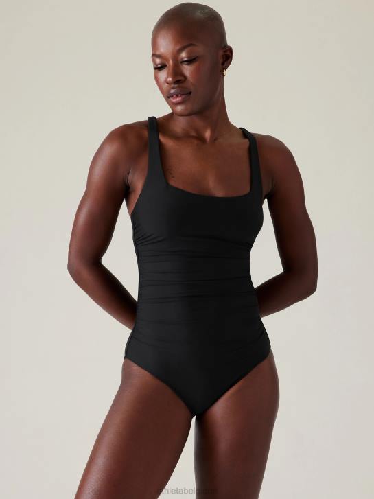 Athleta femmes maillot de bain une pièce à encolure carrée JRTZ872 maillots de bain noir