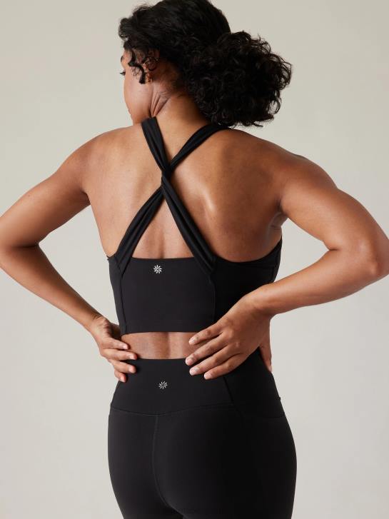Athleta femmes soutien-gorge court torsadé conscient d-dd JRTZ470 soutiens-gorge et sous-vêtements | noir