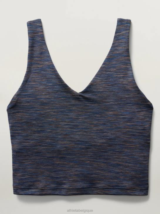 Athleta femmes transcend - soutien-gorge court à col en V d-dd JRTZ405 soutiens-gorge et sous-vêtements | imprimé nova bleu marine