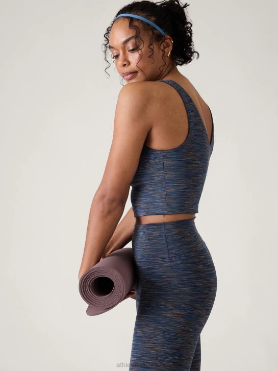 Athleta femmes transcend - soutien-gorge court à col en V d-dd JRTZ405 soutiens-gorge et sous-vêtements | imprimé nova bleu marine