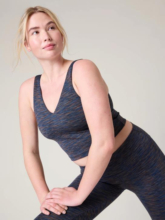 Athleta femmes transcend - soutien-gorge court à col en V d-dd JRTZ405 soutiens-gorge et sous-vêtements | imprimé nova bleu marine