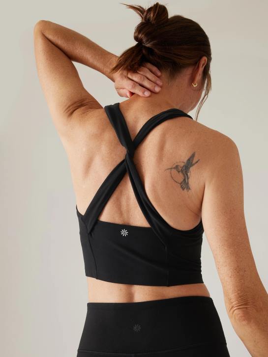 Athleta femmes soutien-gorge court torsadé conscient a-c JRTZ513 soutiens-gorge et sous-vêtements | noir