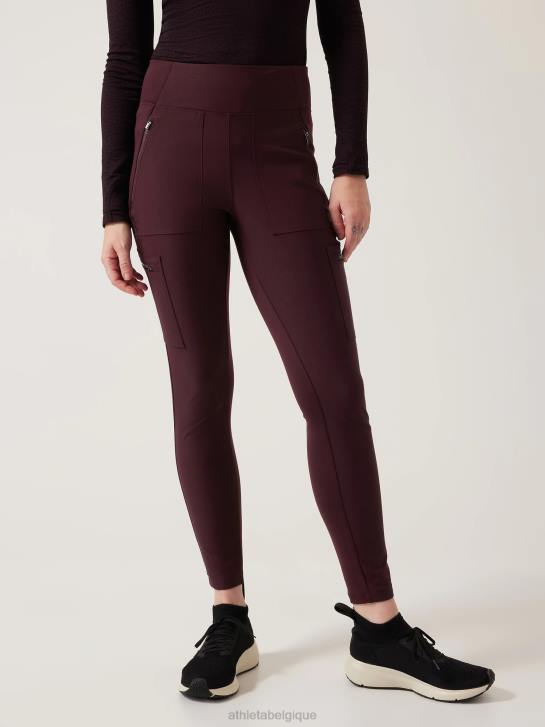 Athleta femmes tourniquets hybride taille mi-haute serré JRTZ127 vêtements cabernet épicé