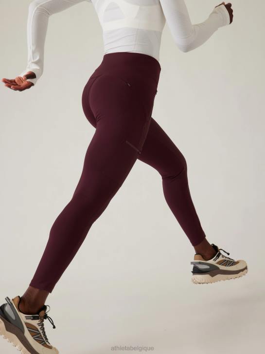 Athleta femmes tourniquets hybride taille mi-haute serré JRTZ127 vêtements cabernet épicé