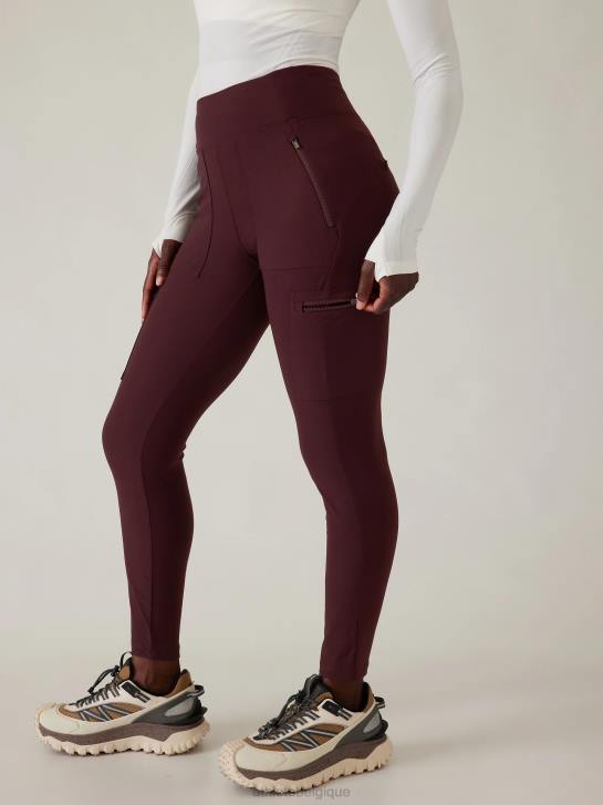 Athleta femmes tourniquets hybride taille mi-haute serré JRTZ127 vêtements cabernet épicé