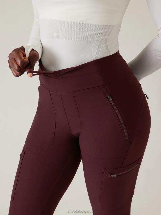 Athleta femmes tourniquets hybride taille mi-haute serré JRTZ127 vêtements cabernet épicé