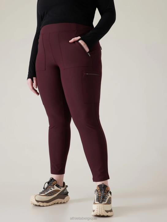 Athleta femmes tourniquets hybride taille mi-haute serré JRTZ127 vêtements cabernet épicé