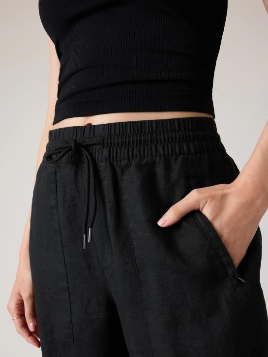 Athleta femmes pantalon de jogging en lin retraite JRTZ100 vêtements noir