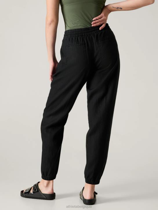 Athleta femmes pantalon de jogging en lin retraite JRTZ100 vêtements noir