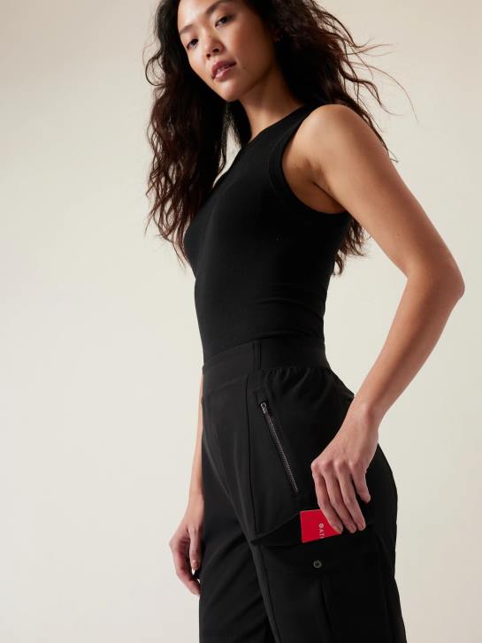 Athleta femmes pantalon de jogging taille haute à motif cargo sans fin JRTZ99 vêtements noir