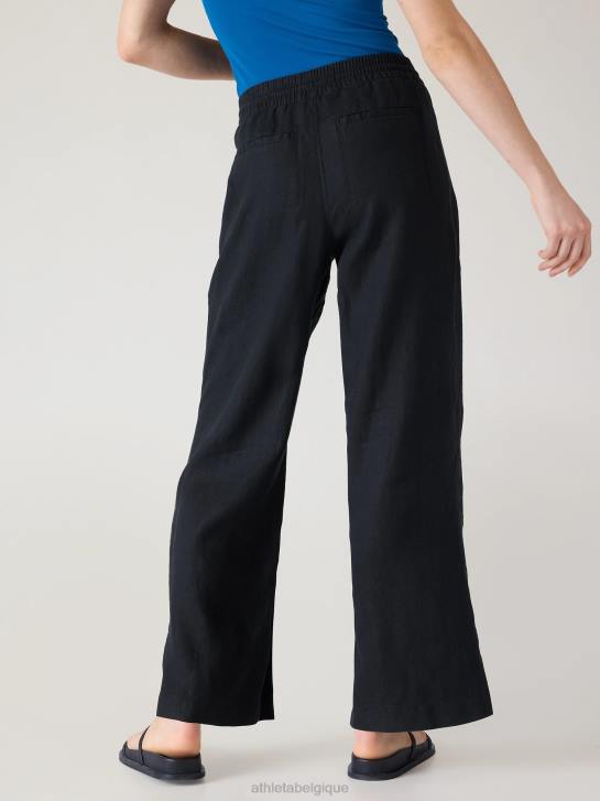 Athleta femmes pantalon large en lin retraite JRTZ5 vêtements noir