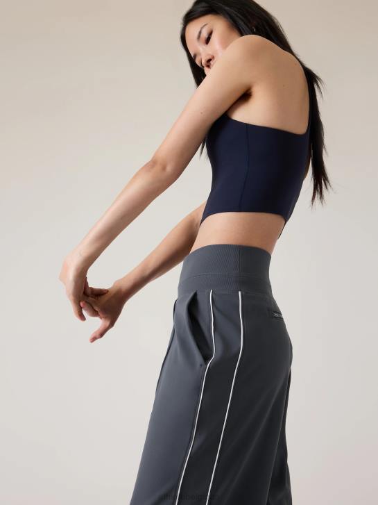 Athleta femmes pantalon large taille haute Venice JRTZ140 vêtements rayure bleu granit/blanc