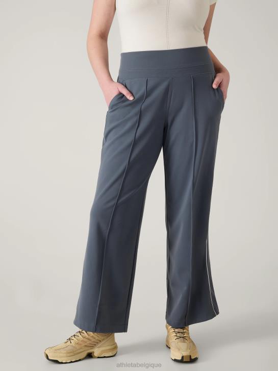 Athleta femmes pantalon large taille haute Venice JRTZ140 vêtements rayure bleu granit/blanc