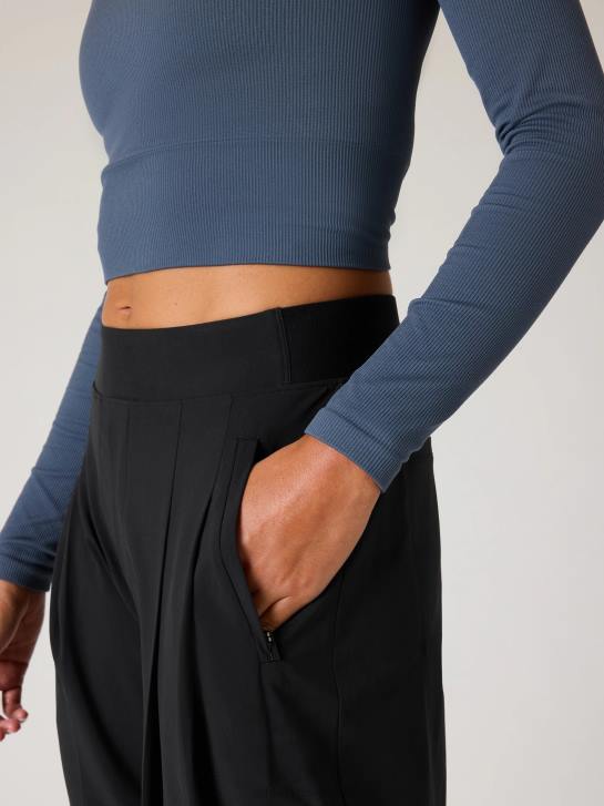 Athleta femmes pantalon large taille haute brooklyn heights JRTZ7 vêtements noir