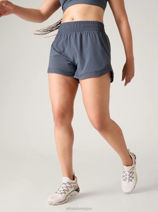 Athleta femmes short de course en mesh à taille haute JRTZ165 vêtements bleu granit