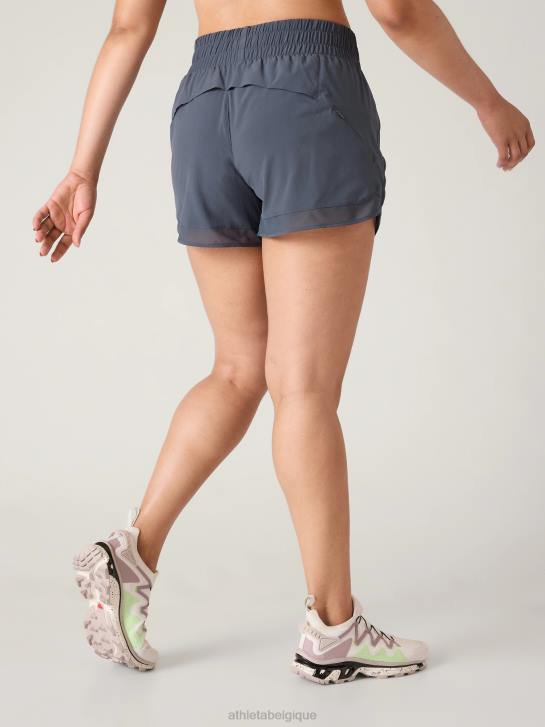 Athleta femmes short de course en mesh à taille haute JRTZ165 vêtements bleu granit